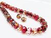 Picture of 6x8 mm, Czech faceted rondelle beads, variegated garnet red, transparent, travertine