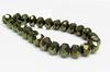 Picture of 6x8 mm, Czech faceted rondelle beads, deep moss green, opaque, full mirror