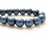 Picture of 10x10 mm, round, Czech druk beads, black, opaque, dark blue satin finishing, pre-strung, 20 beads