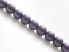 Picture of 8x8 mm, round, Czech druk beads, black, opaque, deep purple satin finishing, pre-strung, 25 beads