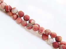 Picture of 6x6 mm, round, gemstone beads, banded red jasper, natural, frosted