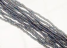 Picture of Czech seed beads, size 11/0, pre-strung, diamond blue black, AB