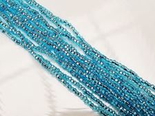 Picture of Czech seed beads, size 11/0, pre-strung, light aqua blue, silver-lined