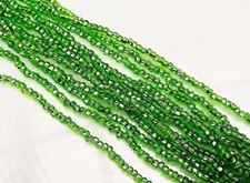 Picture of Czech seed beads, size 11/0, pre-strung, light green, silver-lined