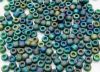 Picture of Japanese seed beads, size 8/0, translucent, peacock emerald green, frosted, AB, 20 grams