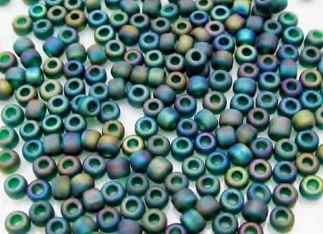Image de Perles de rocailles japonaises, taille 8/0, translucide, vert paon émeraude, mat, AB, 20 grammes