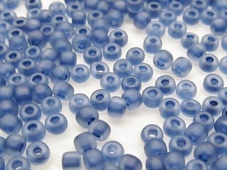 Picture of Japanese seed beads, size 8/0, translucent, slate blue, matte, 20 grams