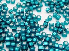 Image de Perles de rocailles japonaises, taille 8/0, doublé d'argent, vert turquoise, mat, 20 grammes