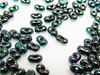 Picture of 2x4 mm, Japanese peanut-shaped seed beads, opaque, green-blue, metallic