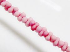 Picture of 2x4 mm, Japanese peanut-shaped seed beads, opaque, light rose, frosted, 20 grams