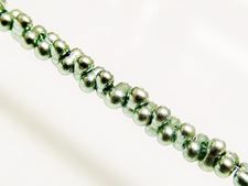 Picture of 2x4 mm, Japanese peanut-shaped seed beads, opaque, sea foam green, galvanized