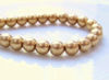 Picture of 6x6 mm, round, Czech druk beads, alabaster white, translucent, satin golden finishing, pre-strung, 64 beads