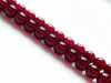 Picture of 4x4 mm, round, Czech druk beads, garnet red, transparent, pre-strung, 114 beads