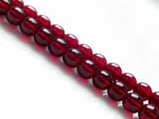 Picture of 4x4 mm, round, Czech druk beads, garnet red, transparent, pre-strung, 114 beads