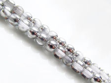 Picture of 4x4 mm, round, Czech druk beads, transparent, half tone silver mirror, pre-strung, 114 beads