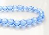 Picture of 4x4 mm, Czech faceted round beads, light sapphire blue, transparent, pre-strung