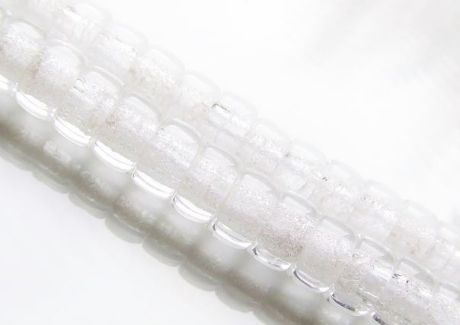 Picture of 4x6 mm,  large hole Czech crow beads, crystal, transparent, pre-strung, 48 beads