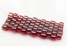 Picture of Cylinder beads, size 11/0, Delica, transparent, garnet red, gold luster, 7 grams