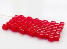 Picture of Cylinder beads, size 11/0, Delica, opaque, bright cranberry red, 7 grams