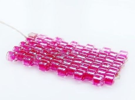 Picture of Cylinder beads, size 11/0, Delica, hot pink-lined, sparkling crystal, 7 grams