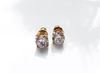 Picture of “Brilliant” cut modern stud earrings, sterling silver, gold-plated, round cubic zirconia, small, 5 mm