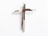 Picture of “Double Cross” slide pendant in high polished sterling silver edged with round cubic zirconia