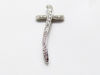 Picture of “Long Free Flowing Cross” slide pendant in sterling silver completely decorated with round cubic zirconia (CZ)