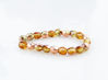 Picture of 3x3 mm, Czech faceted round beads, light topaz yellow, transparent, half tone rose gold mirror