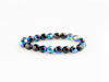 Picture of 3x3 mm, Czech faceted round beads, black, opaque, blue iris shimmer