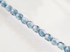 Picture of 4x4 mm, Czech faceted round beads, transparent, light Montana blue luster