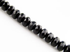 Picture of 4x7 mm, Czech faceted rondelle beads, black, opaque