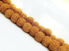 Picture of 10x10 mm, round, gemstone beads, lava rock, dyed ocher yellow