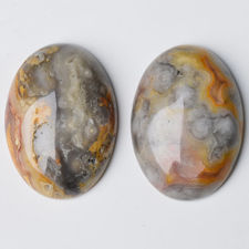 Image de 13x18 mm, ovale, cabochons de pierres gemmes, agate de dentelle, naturelle
