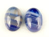 Afbeeldingen van 13x18 mm, ovaal, edelsteen cabochons, natuurlijke gestreepte agaat, blauw