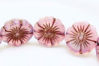 Picture of 22x22 mm, Czech druk beads, Hawaiian flower, lavender pink, matte, old gold patina, 3 pieces