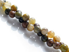 Picture of 6x6 mm, round, gemstone beads, pietersite, yellow and green, natural