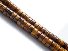 Picture of 3x6 mm, wheel-shaped, gemstone beads, tiger eye, golden-brown, natural