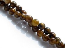 Image de 6x6 mm, perles rondes, pierres gemmes, jaspe tigre-de-fer doré, naturel