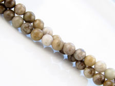 Picture of 6x6 mm, round, gemstone beads, new silver leaf jasper, beige, natural