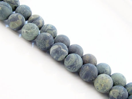 Picture of 8x8 mm, round, gemstone beads, crocodile or Kambamba jasper , natural, frosted