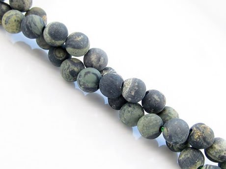 Picture of 6x6 mm, round, gemstone beads, crocodile or Kambamba jasper, natural, frosted