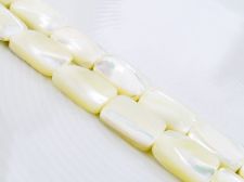 Picture of 14x10 mm, flat rectangular, organic gemstone beads, seashell, white