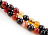 Picture of 6x6 mm, round, gemstone beads, natural agate, black and red brown