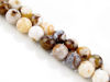 Picture of 8x8 mm, round, gemstone beads, new petrified wood, beige-brown, natural