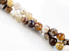 Image de 6x6 mm, perles rondes, pierres gemmes, nouveau bois pétrifié, brun beige, naturel