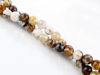Picture of 6x6 mm, round, gemstone beads, new petrified wood, beige-brown, natural
