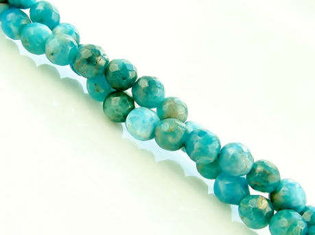 Image de 6x6 mm, perles rondes, pierres gemmes, apatite bleue, naturelle, à facettes