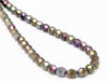 Picture of 6x6 mm, Czech faceted round beads, black, opaque, brown iris, frosted