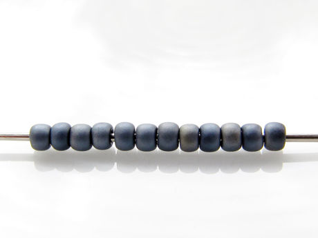 Picture of Japanese seed beads, round, size 11/0, Toho, metallic, gunmetal, matte