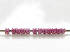 Picture of Japanese seed beads, round, size 11/0, Toho, opaque pink, pink marbled